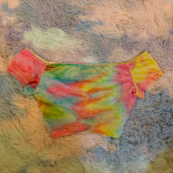 Brand New Tie Dye Soft Velvet Crop - Picture 2 of 4
